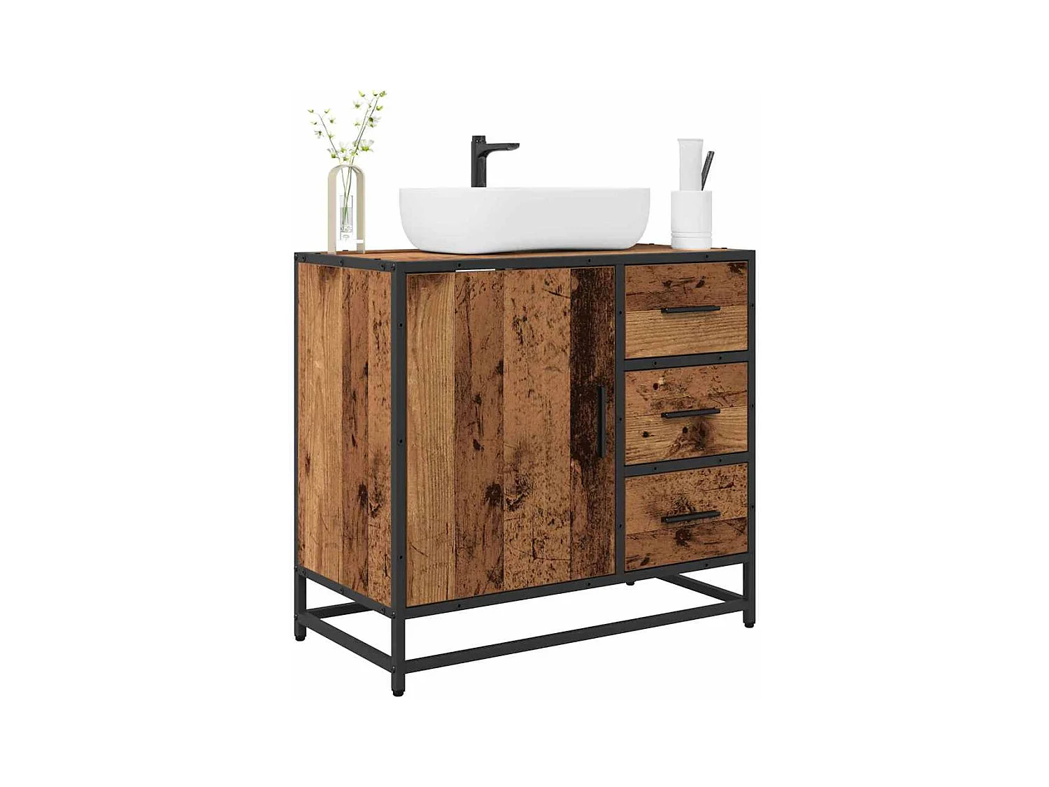 Mueble de baño para lavabo de madera antigua 65 x 33 x 60 cm