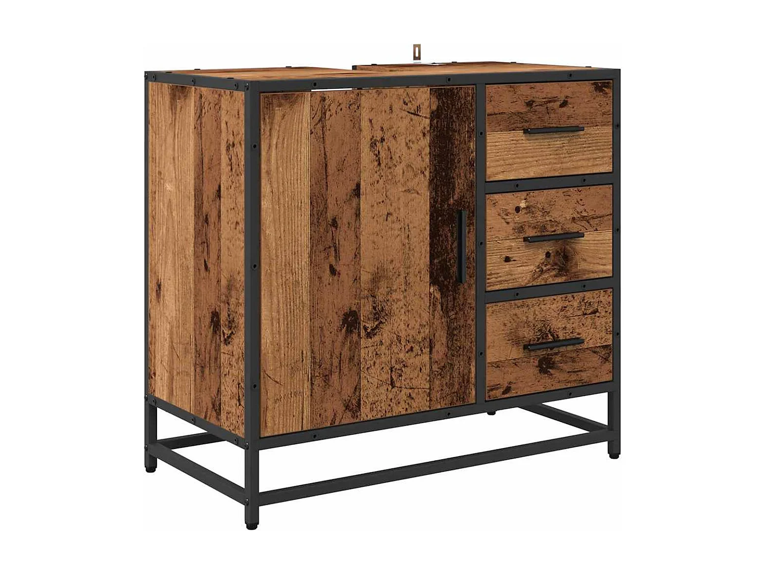 Meuble de Lavabo de Salle de Bain Bois ancien 65 x 33 x 60 cm