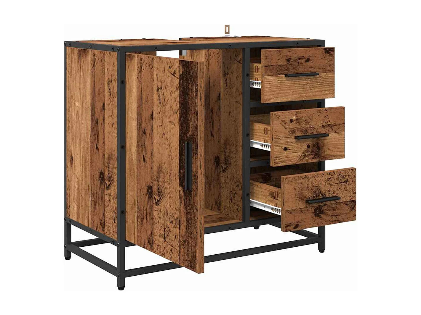 Meuble de Lavabo de Salle de Bain Bois ancien 65 x 33 x 60 cm