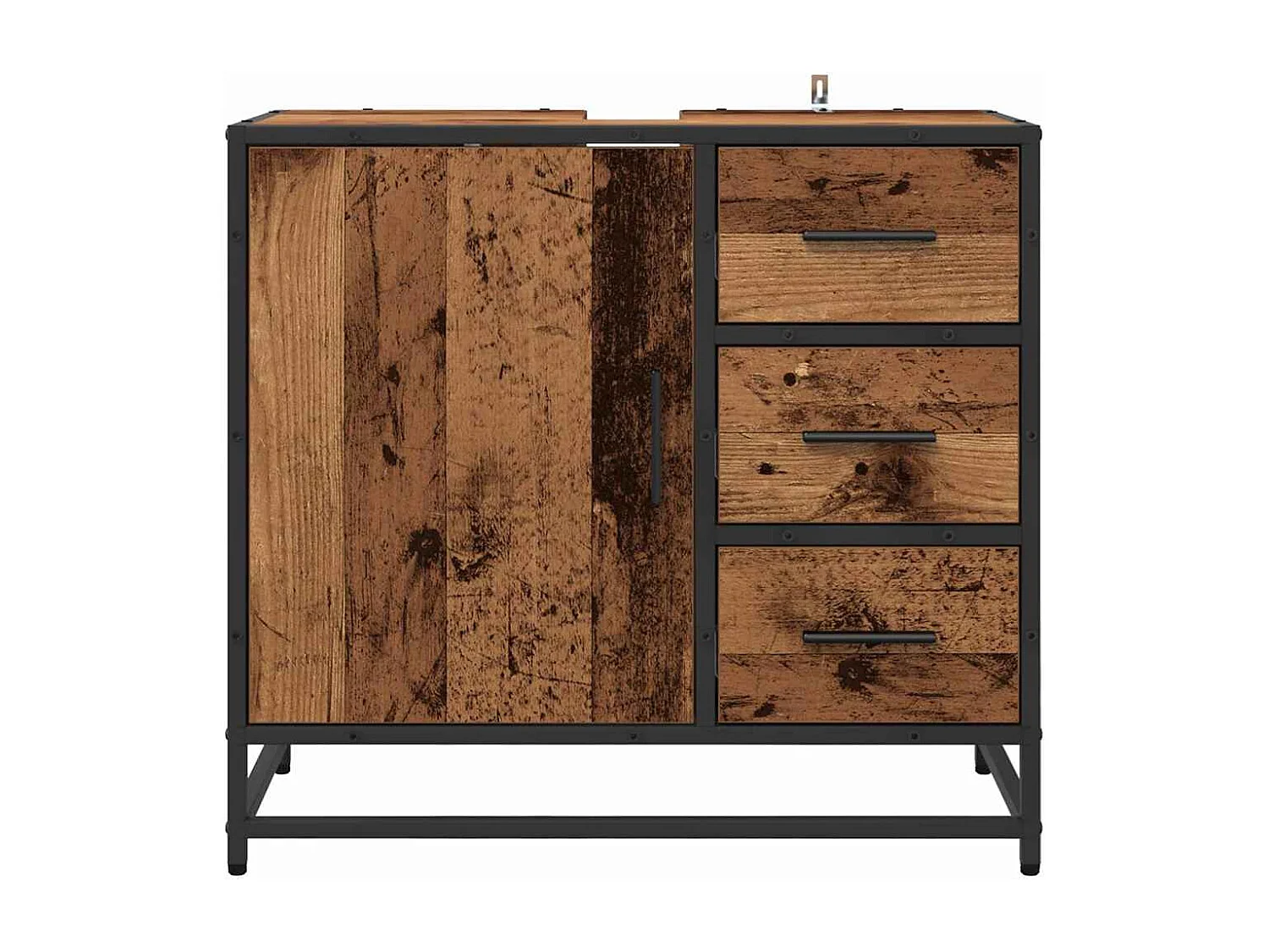 Meuble de Lavabo de Salle de Bain Bois ancien 65 x 33 x 60 cm