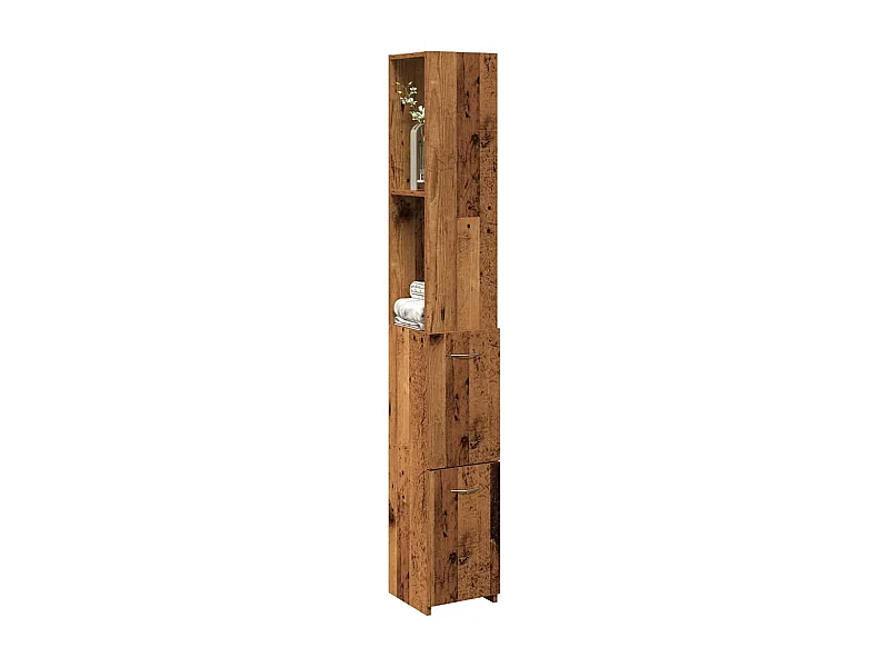 Badkamerkast oud hout 25x25x170cm bewerkt hout