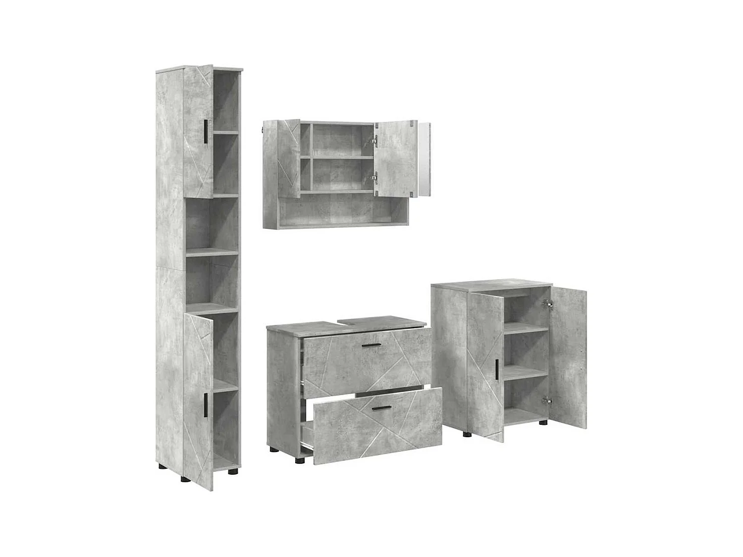 Ensemble de mobilier de salle de bain 4 pcs Gris béton