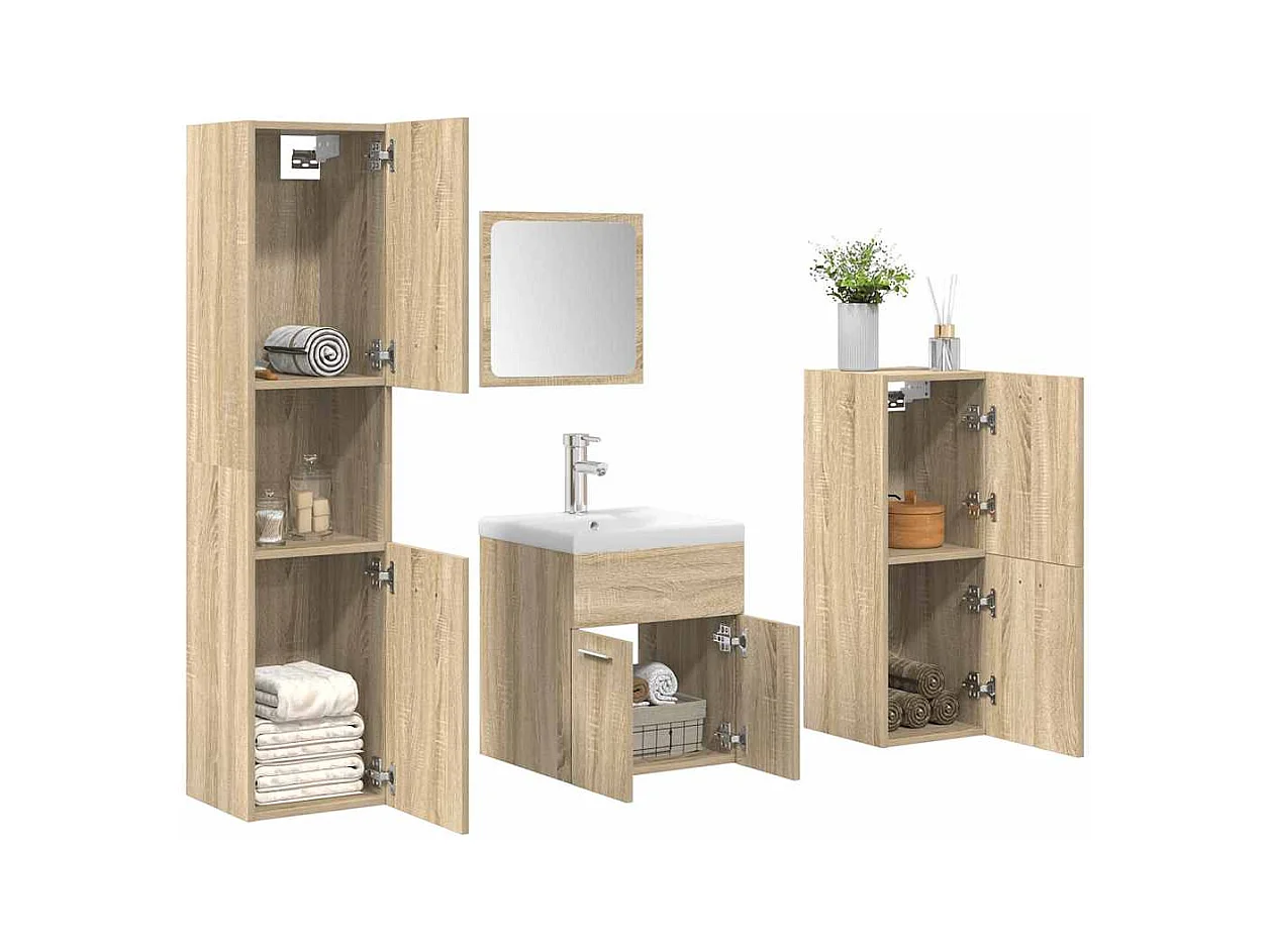 Ensemble de meubles de salle de bain 5 pcs chêne sonoma