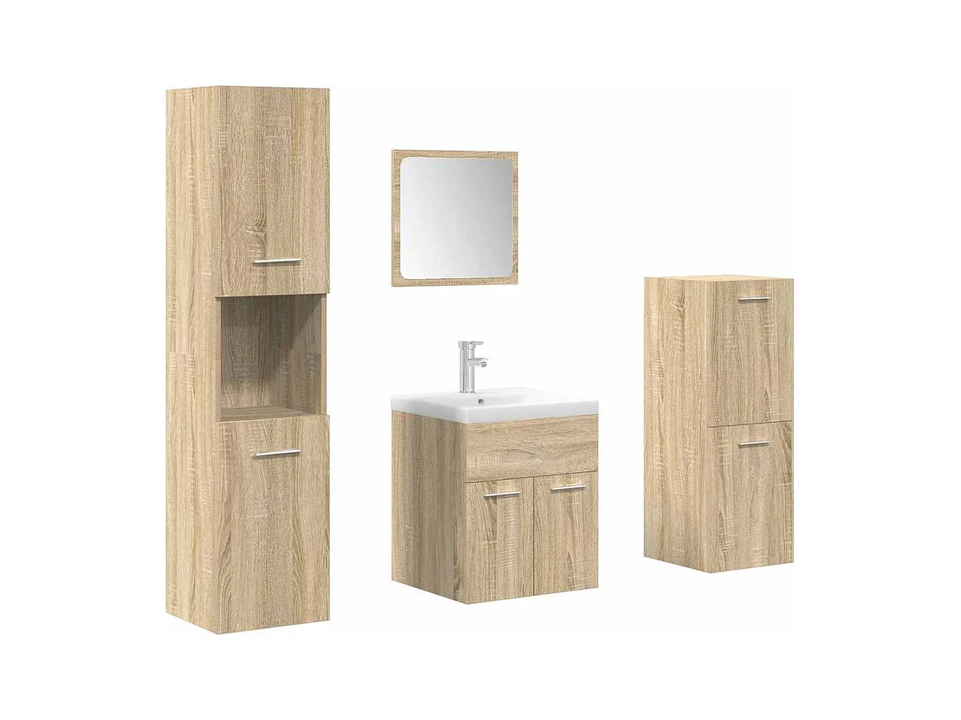 Ensemble de meubles de salle de bain 5 pcs chêne sonoma