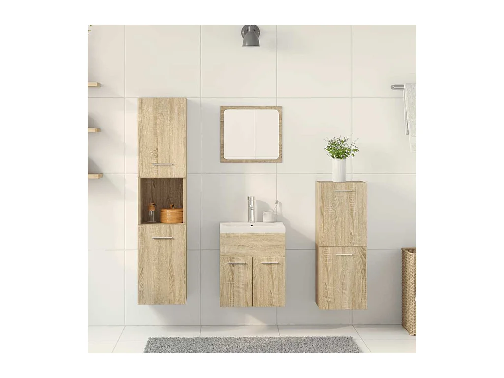Ensemble de meubles de salle de bain 5 pcs chêne sonoma