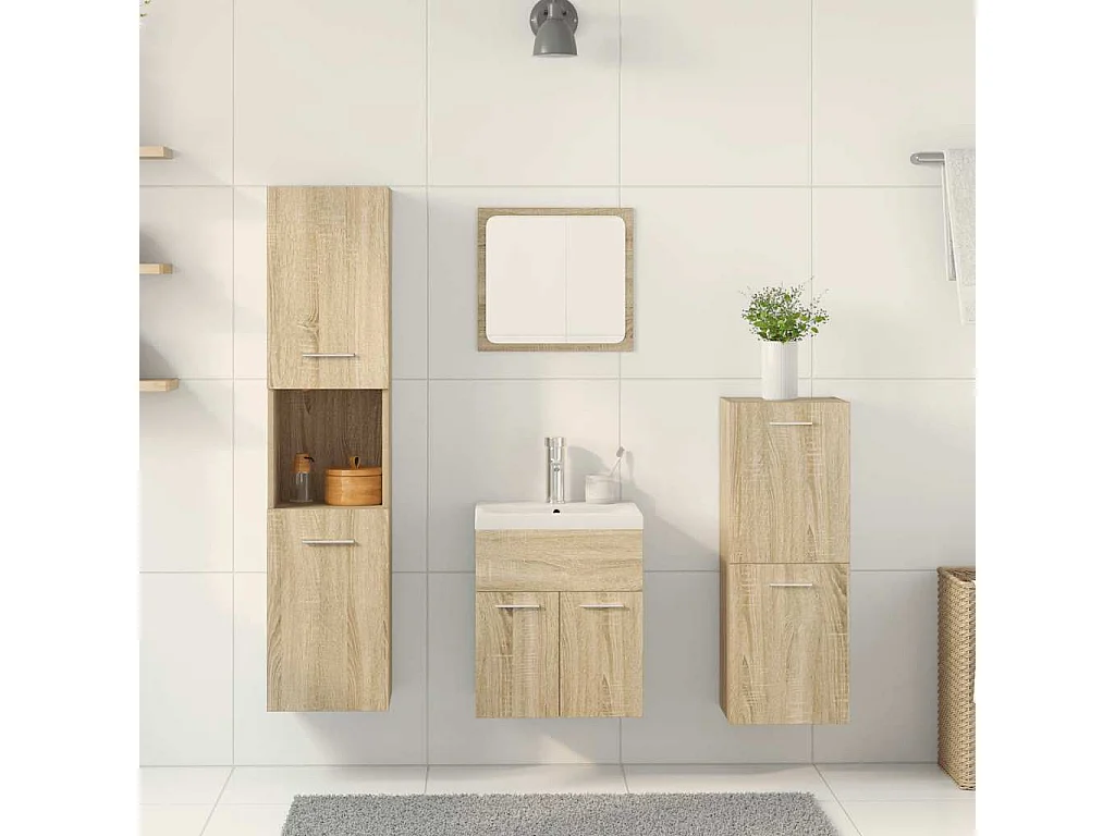 Ensemble de meubles de salle de bain 5 pcs chêne sonoma
