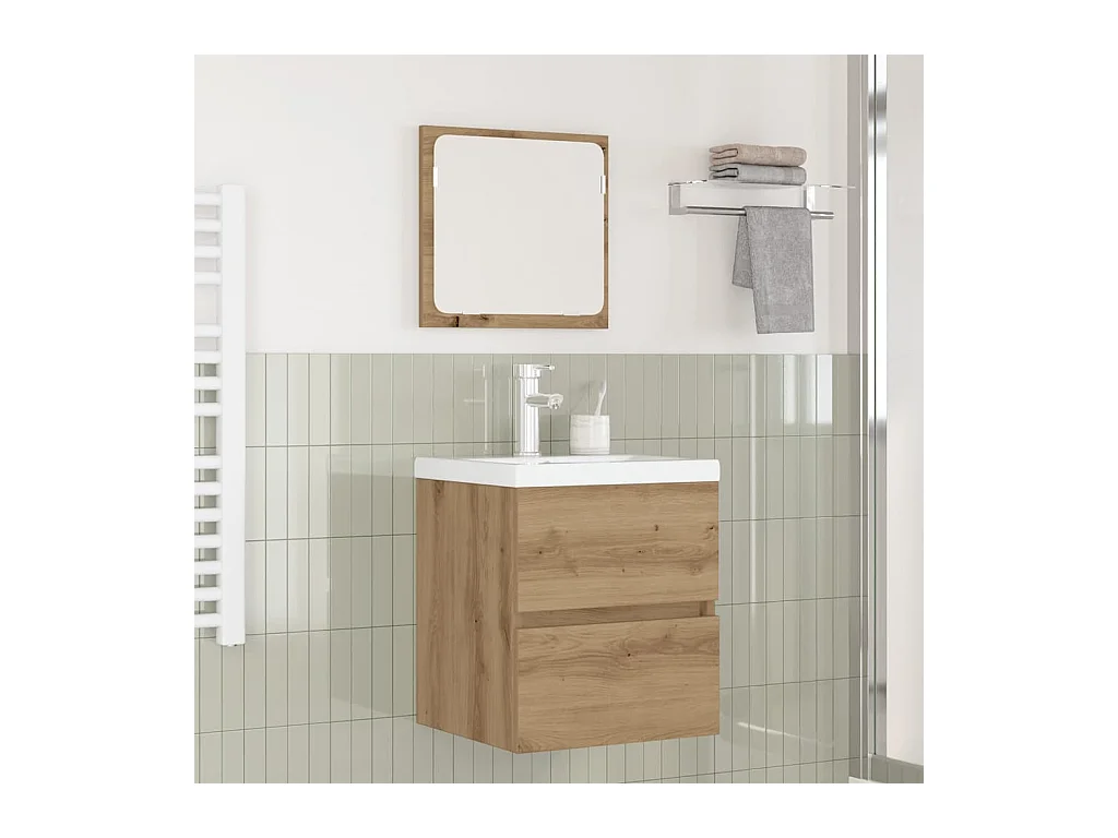 Set di mobili da bagno 3 pezzi in rovere bianco e nero