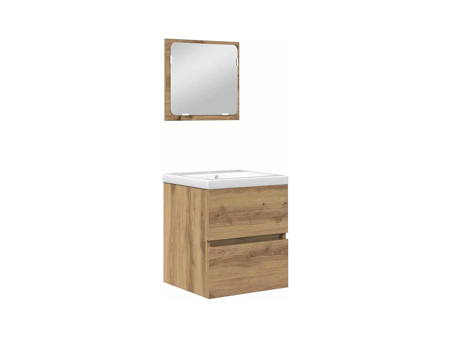 Set di mobili da bagno 3 pezzi in rovere bianco e nero