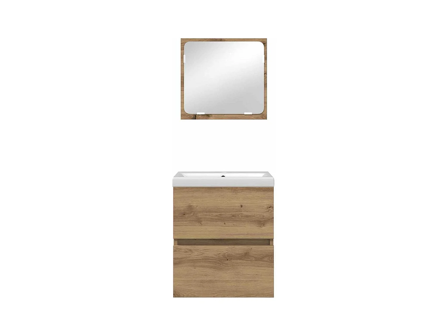 Set di mobili da bagno 3 pezzi in rovere bianco e nero