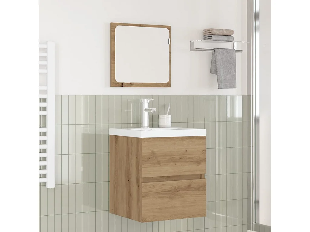 Ensemble de mobilier de salle de bain 3 pcs Chêne Noir et Blanc