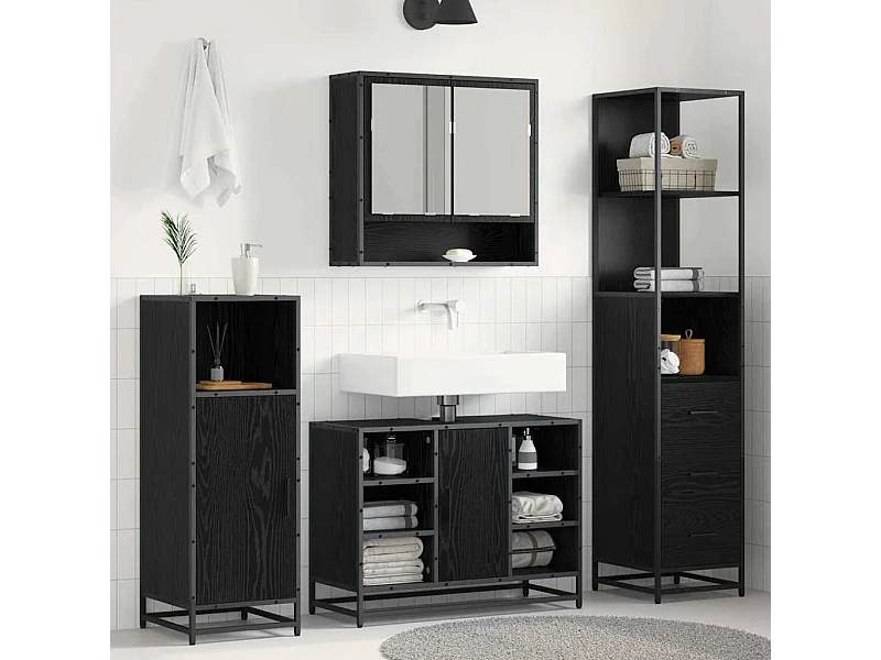 Cabinet de salle de bain Chêne noir 35 x 37.5 x 166 cm