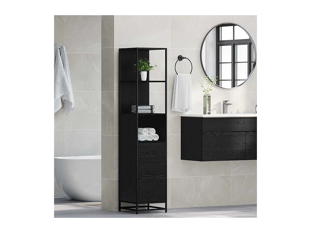 Cabinet de salle de bain Chêne noir 35 x 37.5 x 166 cm