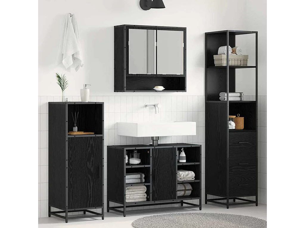 Cabinet de salle de bain Chêne noir 35 x 37.5 x 166 cm
