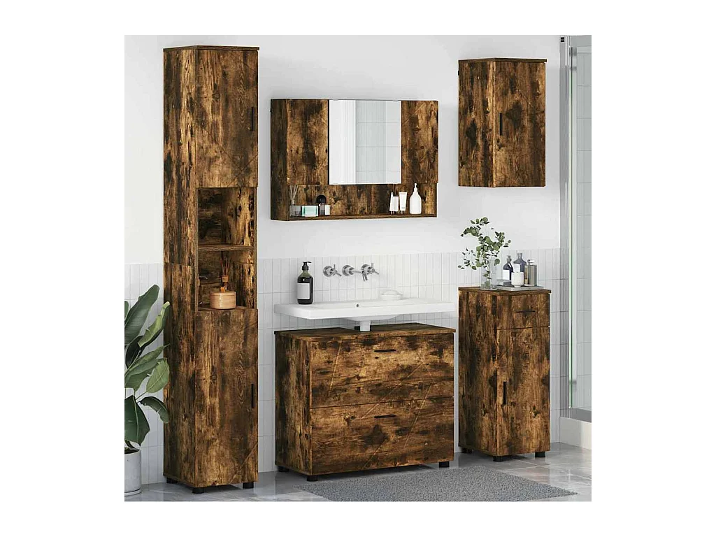 5-delige badkamermeubelset Gerookt Eiken