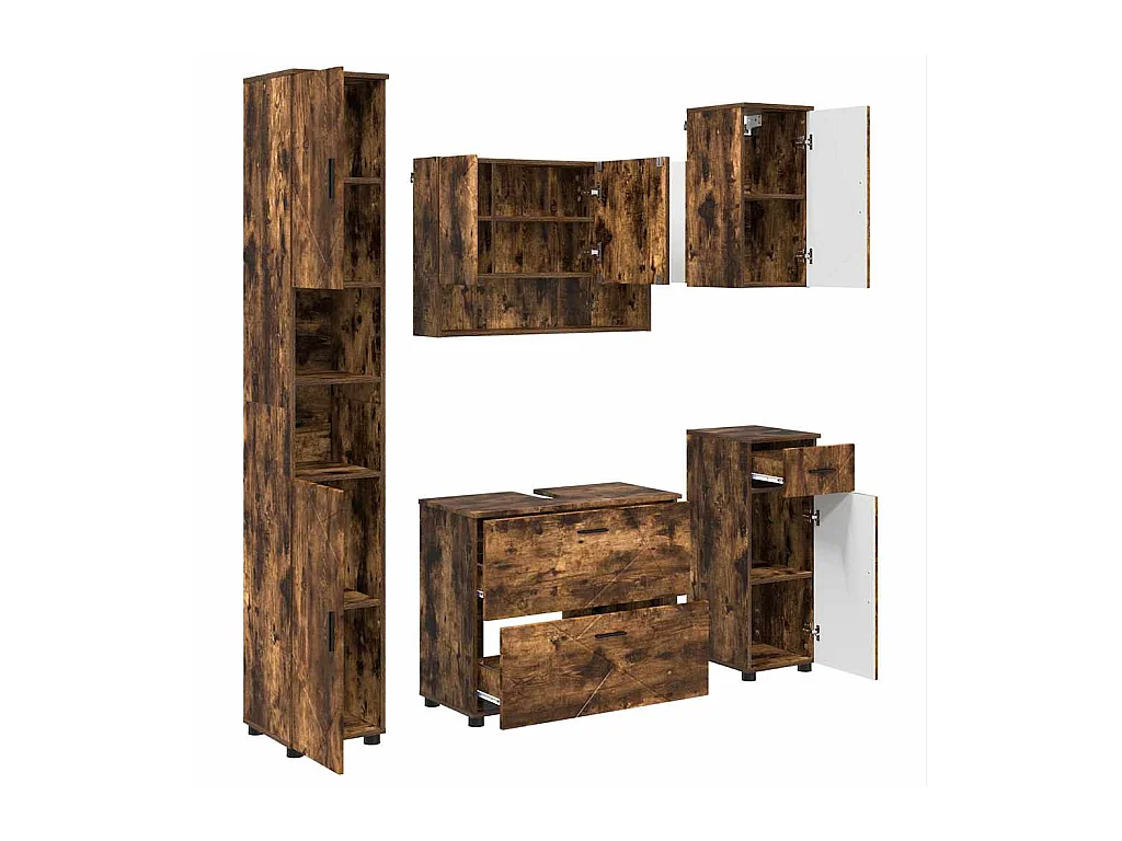 5-delige badkamermeubelset Gerookt Eiken