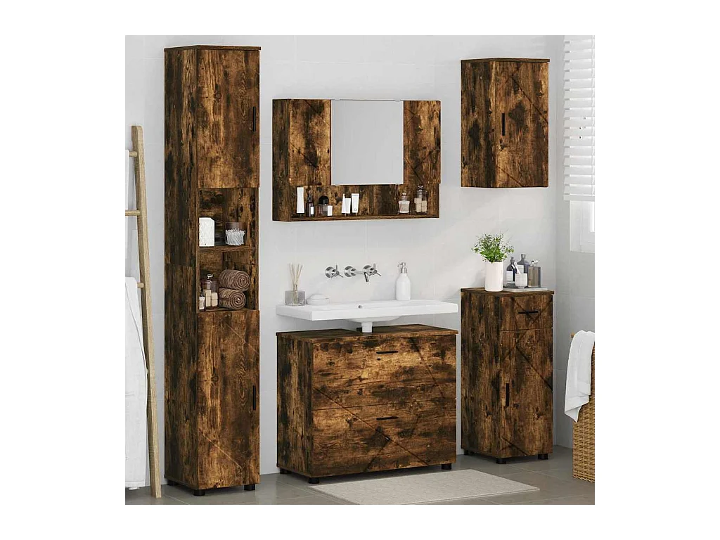 5-delige badkamermeubelset Gerookt Eiken