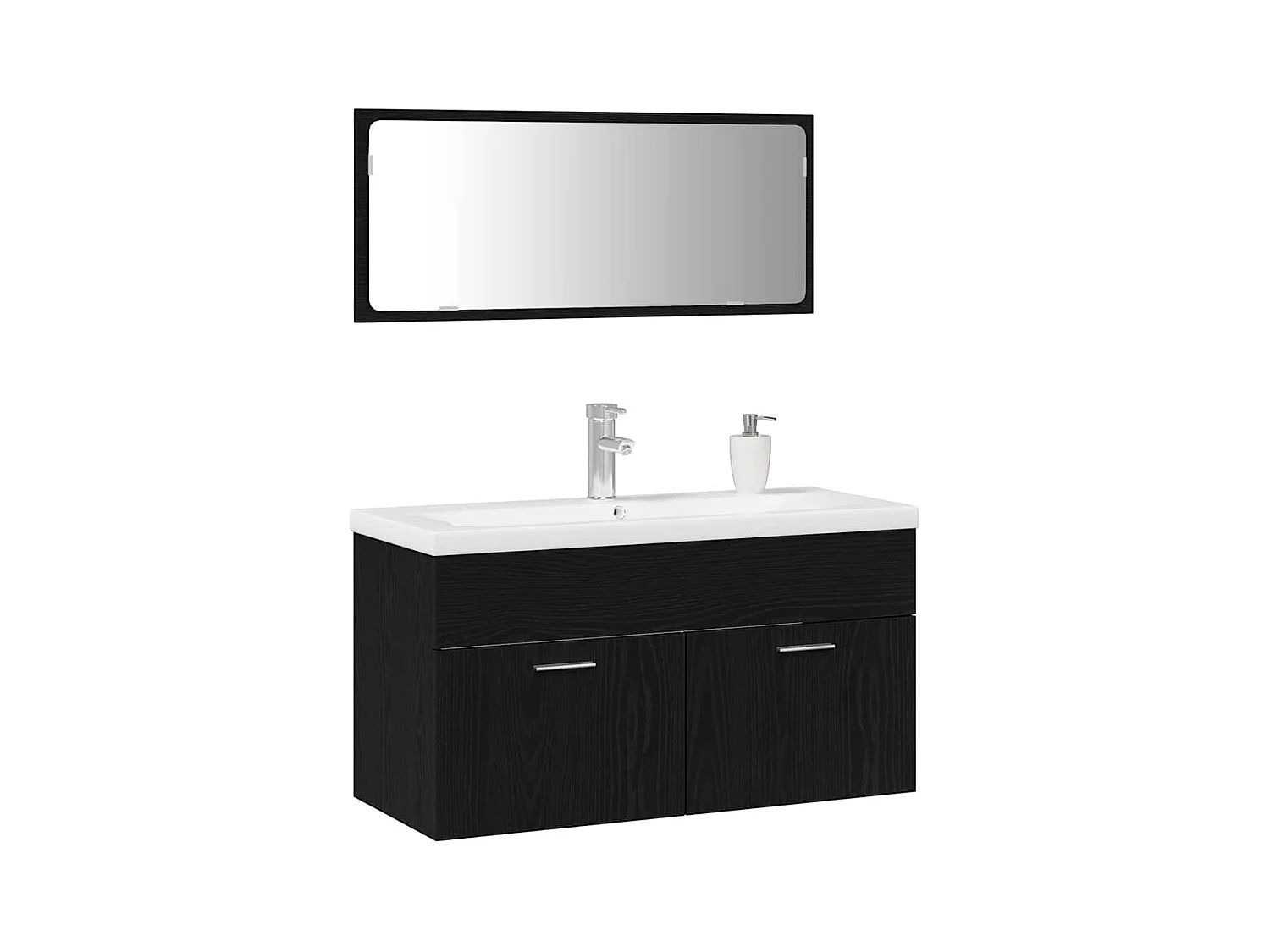 Conjunto de muebles de baño de 3 piezas Roble negro