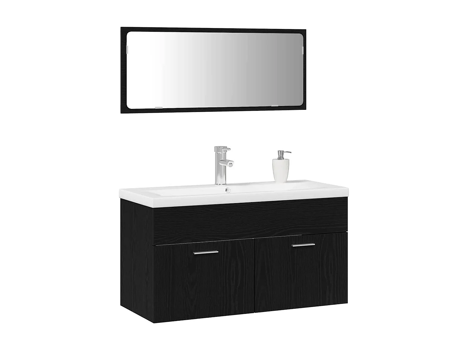 Ensemble de mobilier de salle de bain 3 pcs Chêne noir