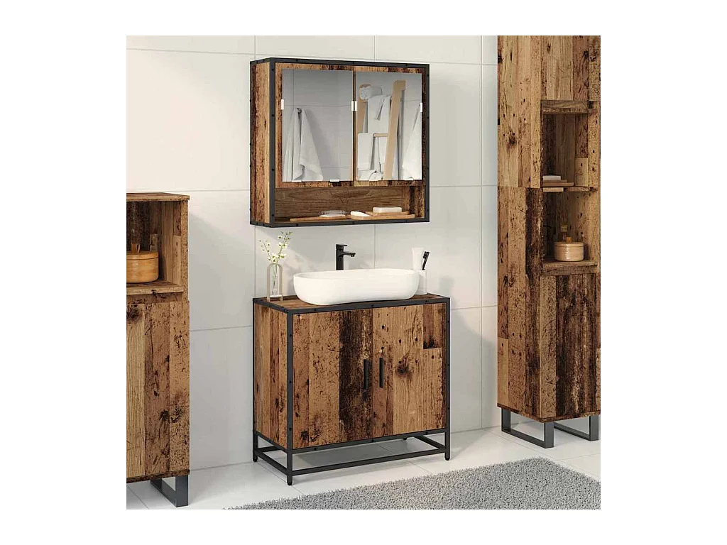 Mueble de baño para lavabo de madera antigua 65 x 33 x 60 cm