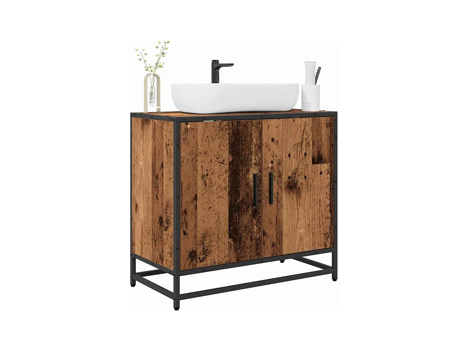 Mueble de baño para lavabo de madera antigua 65 x 33 x 60 cm