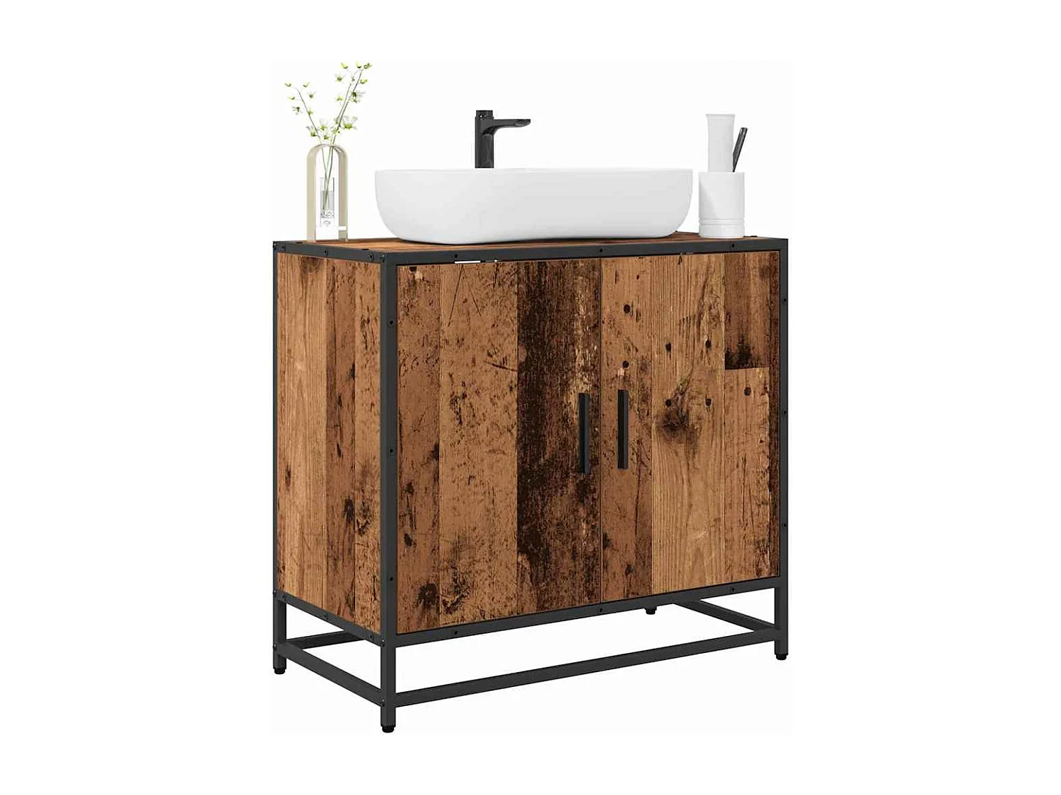 Mueble de baño para lavabo de madera antigua 65 x 33 x 60 cm