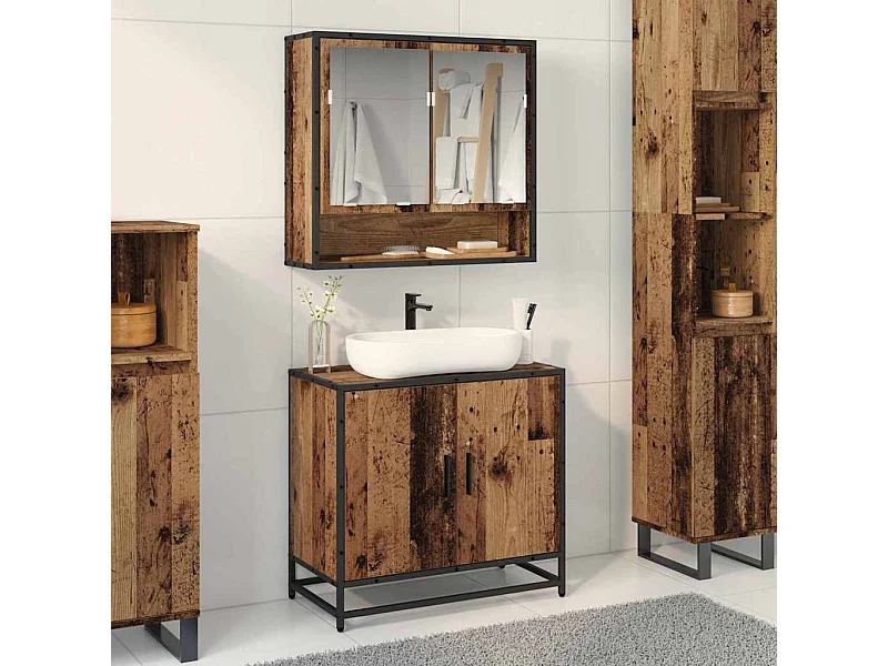 Mueble de baño para lavabo de madera antigua 65 x 33 x 60 cm