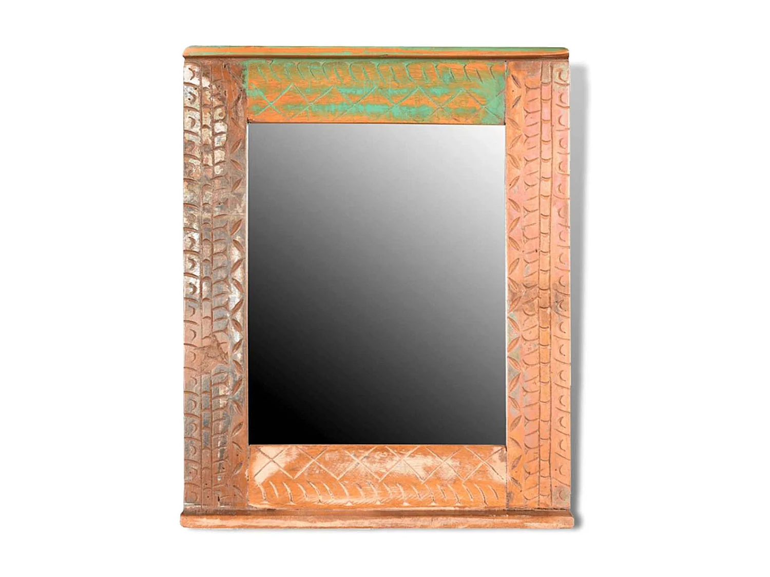 Ensemble meuble sous vasque et miroir en bois massif recyclé