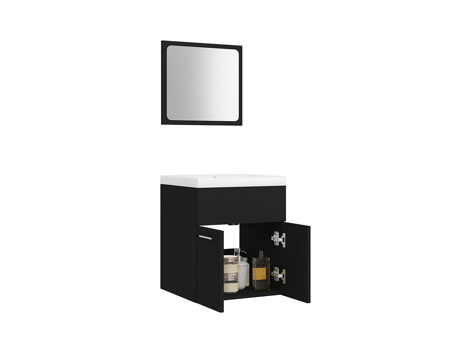 Conjunto de muebles de baño de aglomerado negro