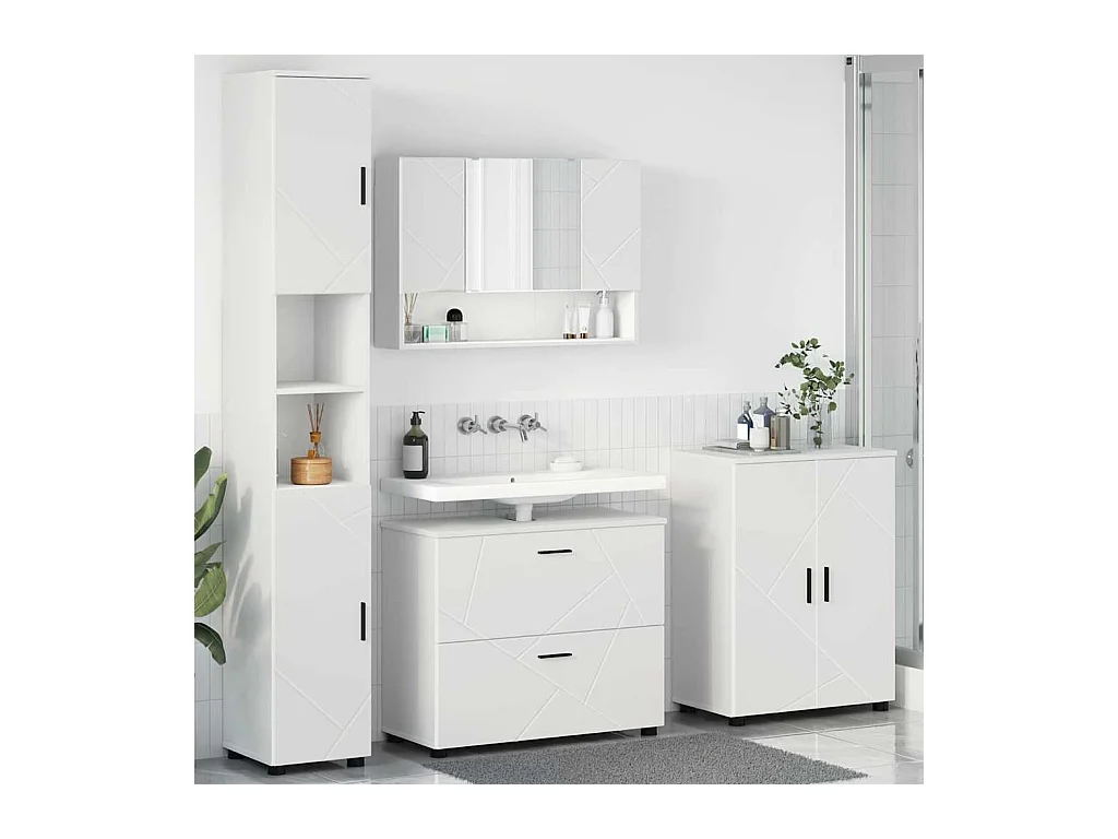 Conjunto de muebles de baño con cajón 4 piezas Blanco