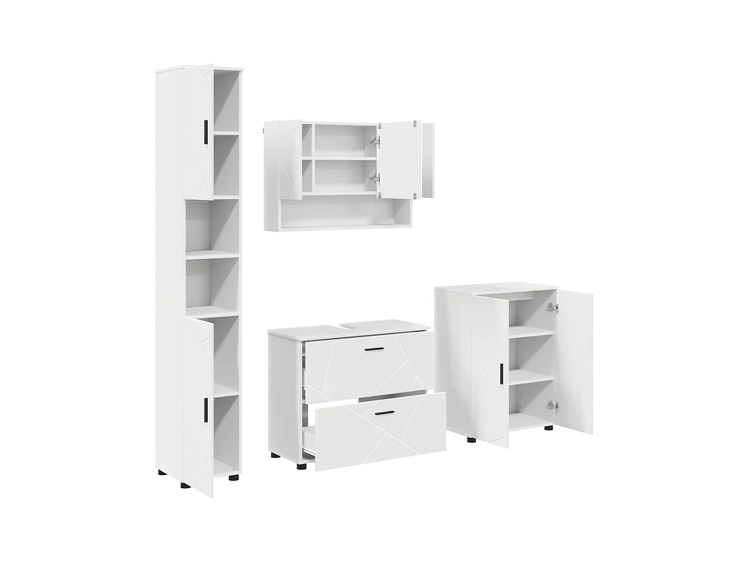 Conjunto de muebles de baño con cajón 4 piezas Blanco