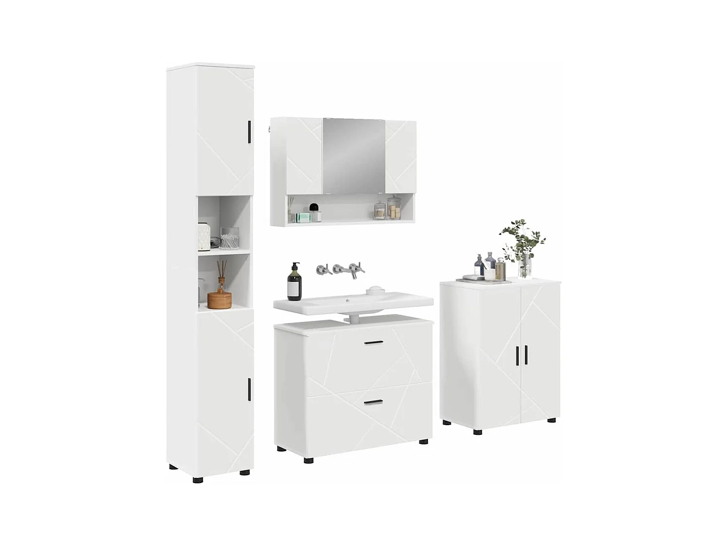 Conjunto de muebles de baño con cajón 4 piezas Blanco