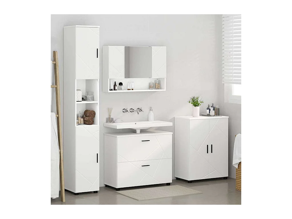 Conjunto de muebles de baño con cajón 4 piezas Blanco