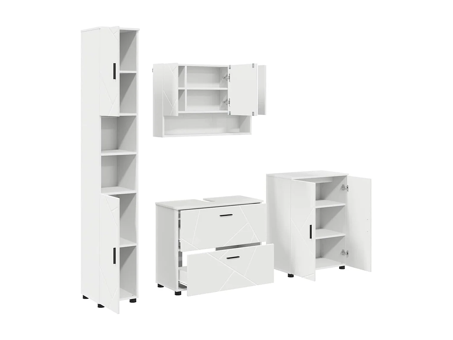 Conjunto de muebles de baño con cajón 4 piezas Blanco