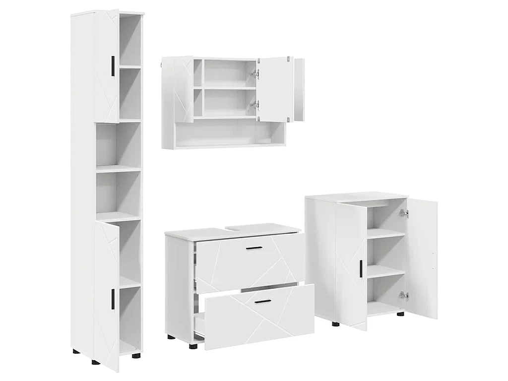 Set di mobili da bagno con cassetto 4 pezzi Bianco