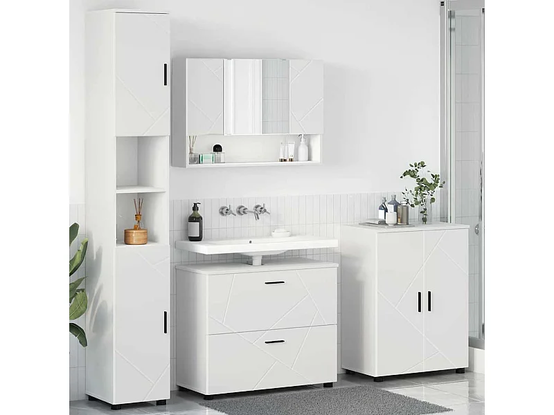 Conjunto de muebles de baño con cajón 4 piezas Blanco