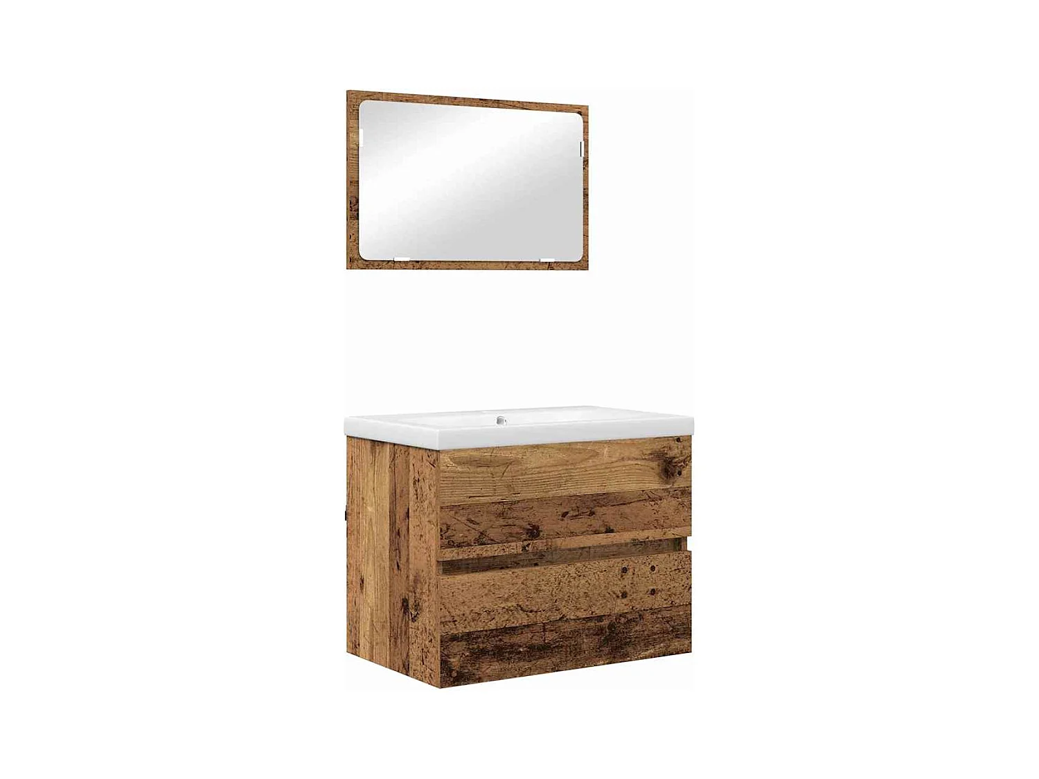 Conjunto de muebles de baño de 3 piezas en madera antigua