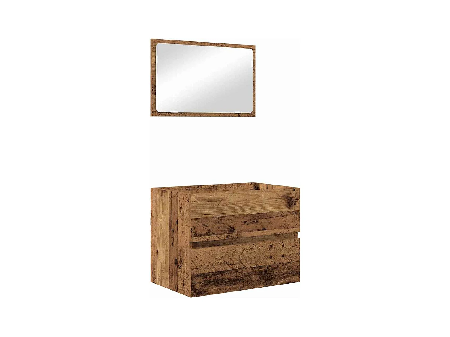 Conjunto de muebles de baño de 3 piezas en madera antigua