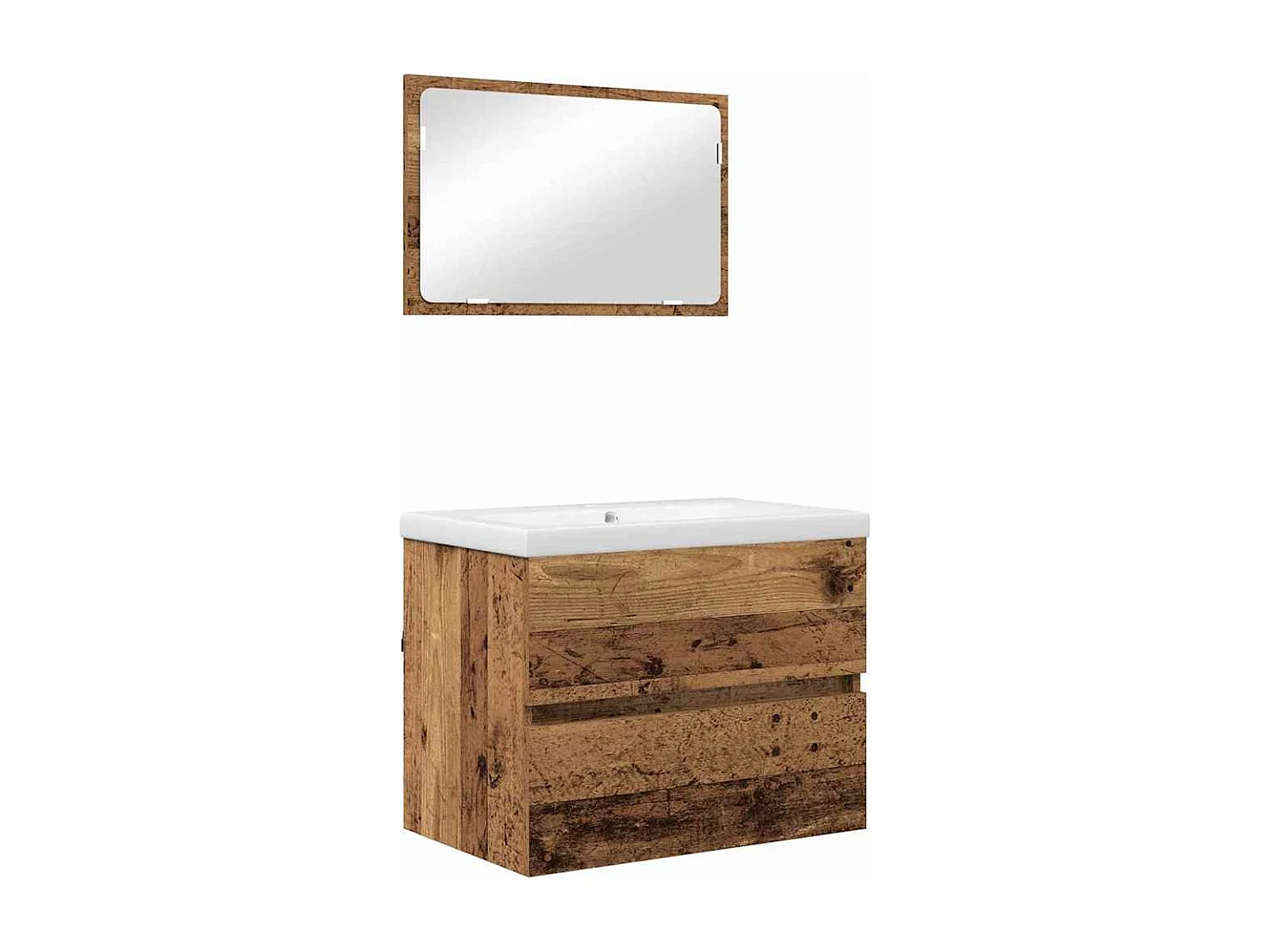 Ensemble de mobilier de salle de bain 3 pcs Bois ancien