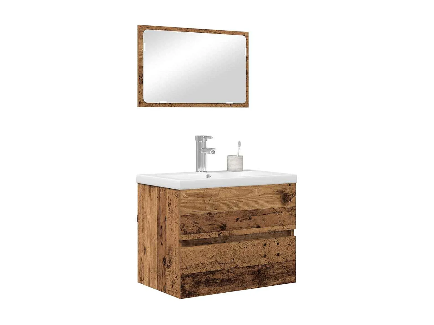 Ensemble de mobilier de salle de bain 3 pcs Bois ancien