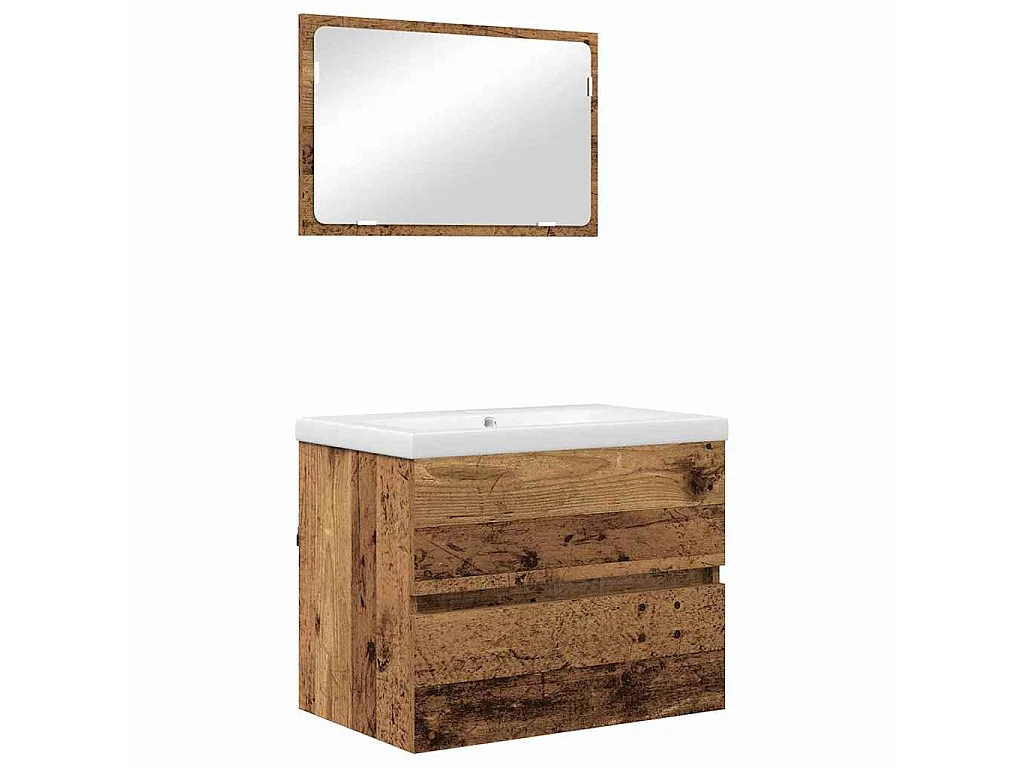 Ensemble de mobilier de salle de bain 3 pcs Bois ancien