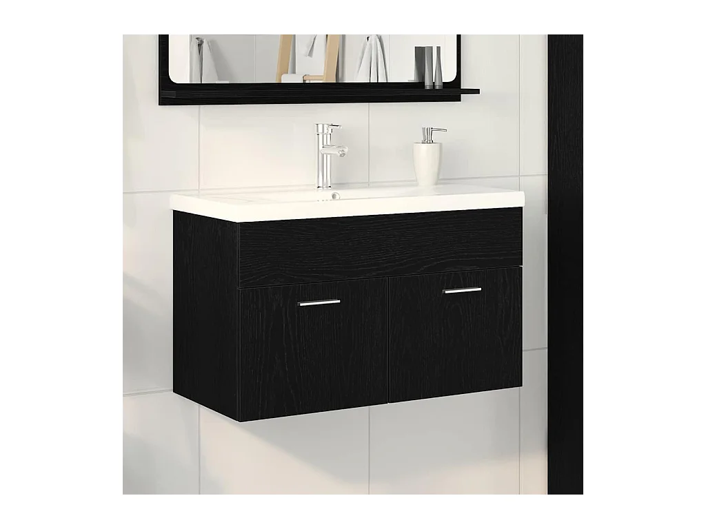 Armoire d'évier Chêne noir 80 x 38.5 x 46 cm Bois d'ingénierie