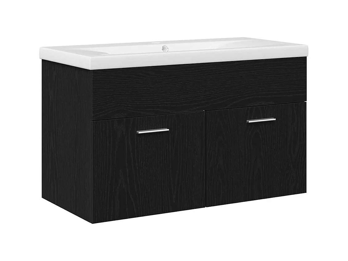 Armoire d'évier Chêne noir 80 x 38.5 x 46 cm Bois d'ingénierie