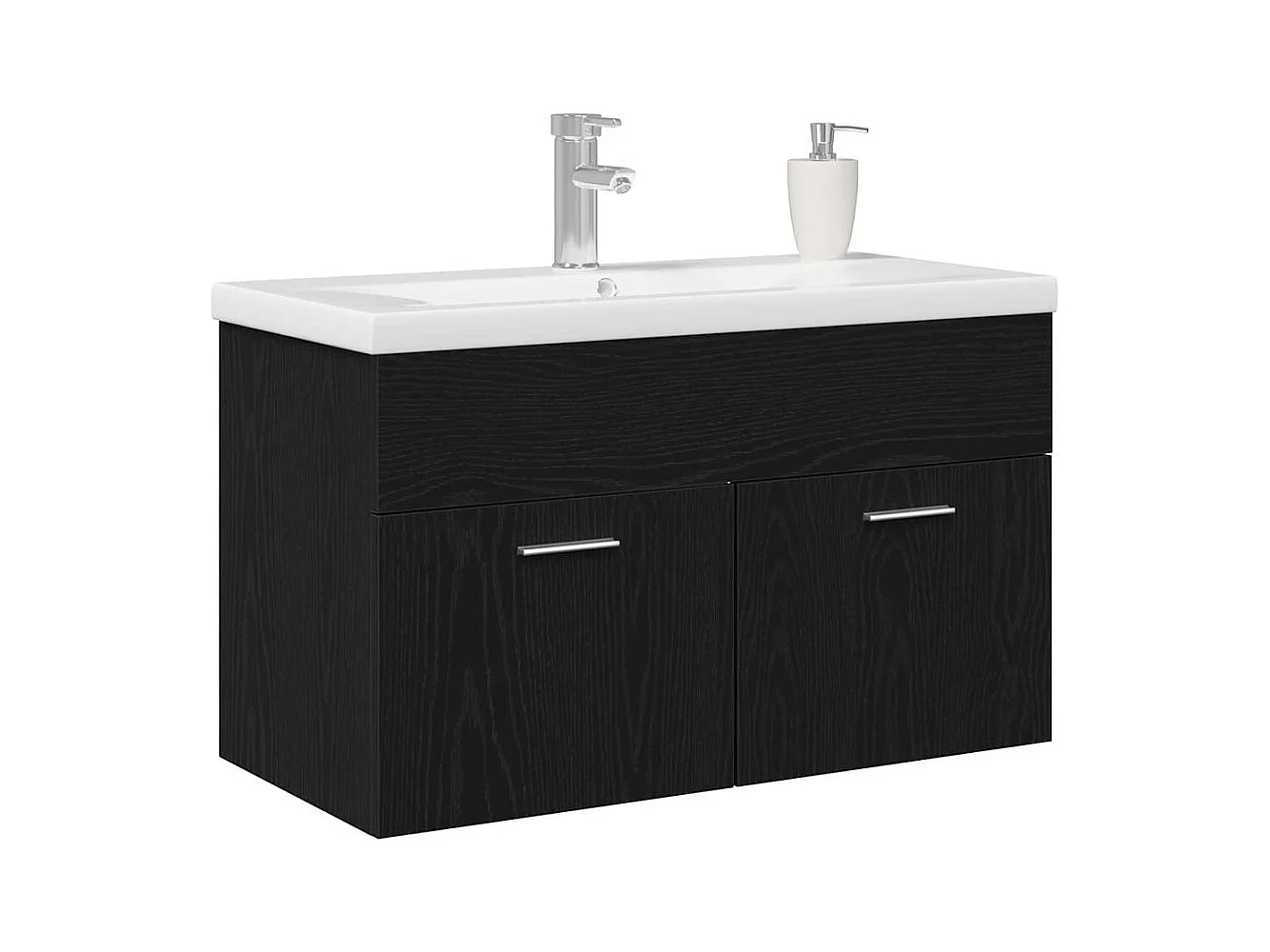 Armoire d'évier Chêne noir 80 x 38.5 x 46 cm Bois d'ingénierie