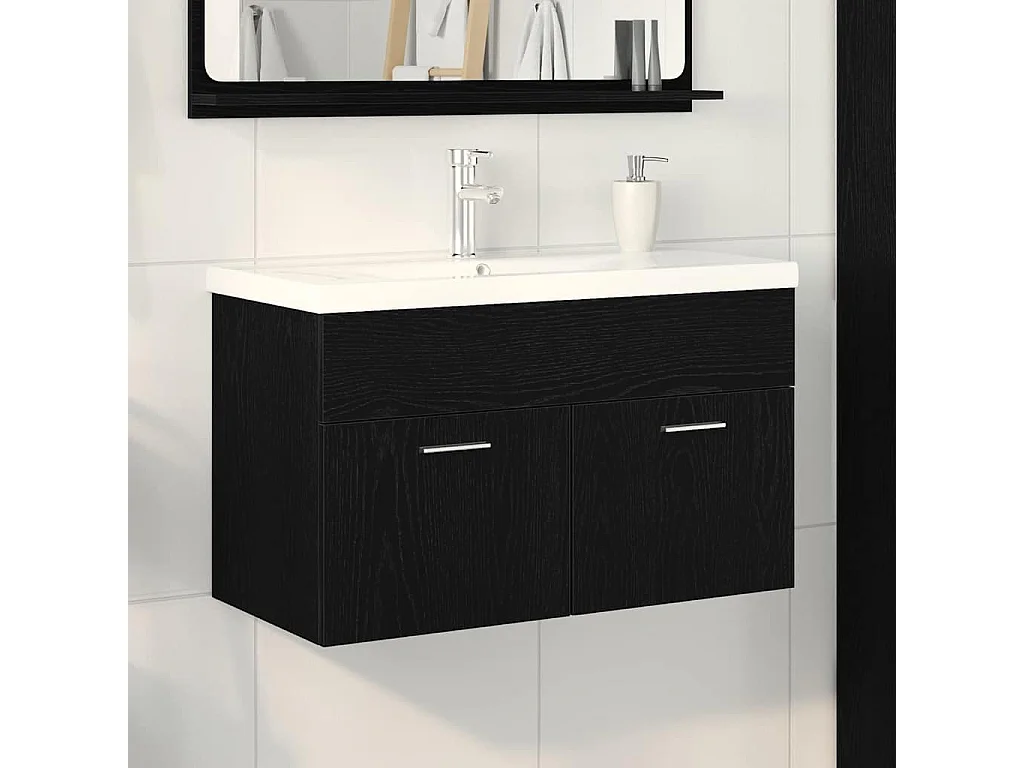 Armoire d'évier Chêne noir 80 x 38.5 x 46 cm Bois d'ingénierie