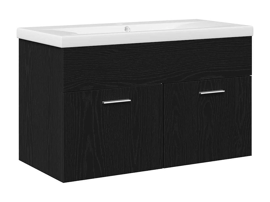 Armoire d'évier Chêne noir 80 x 38.5 x 46 cm Bois d'ingénierie