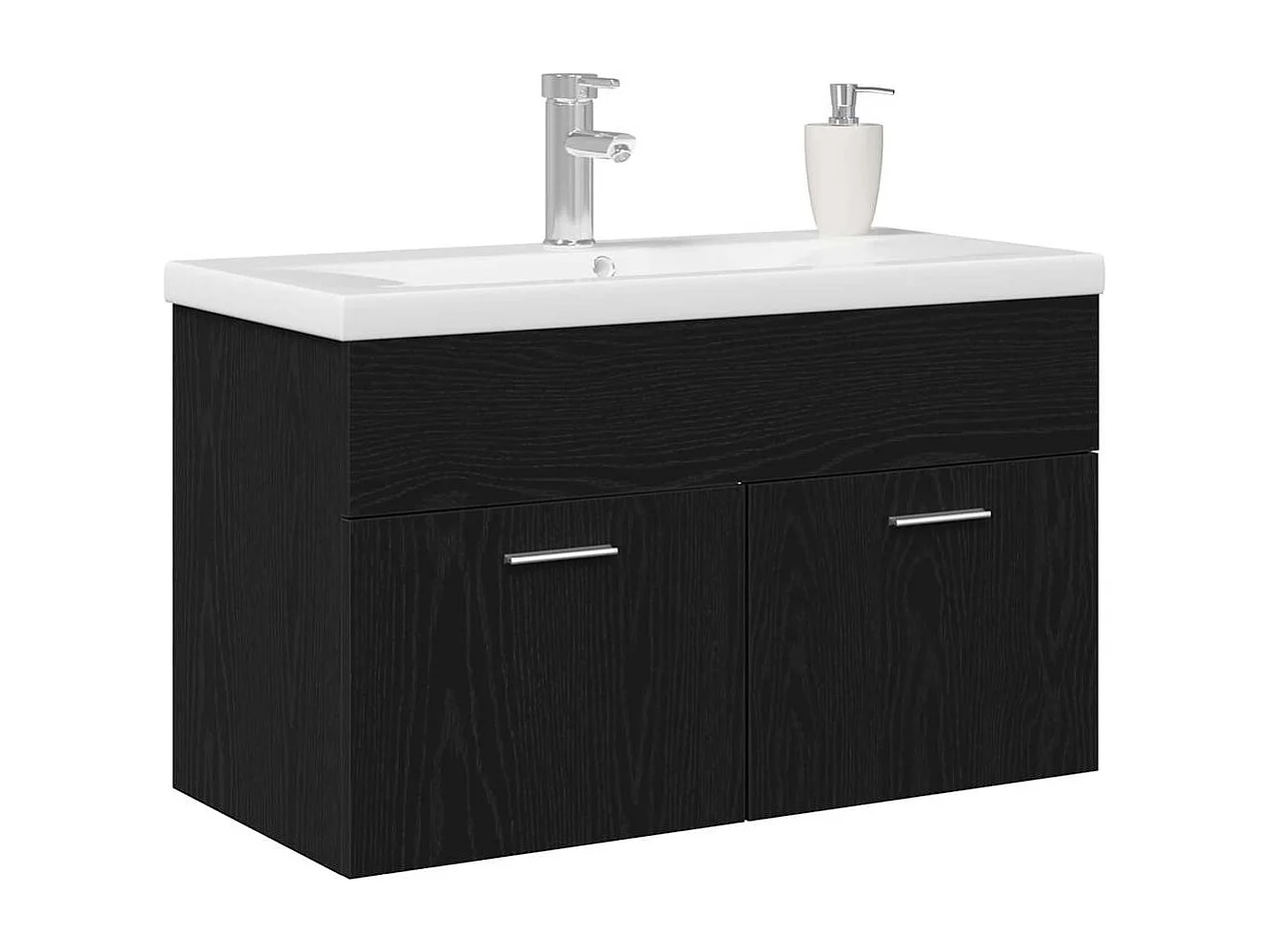 Armoire d'évier Chêne noir 80 x 38.5 x 46 cm Bois d'ingénierie