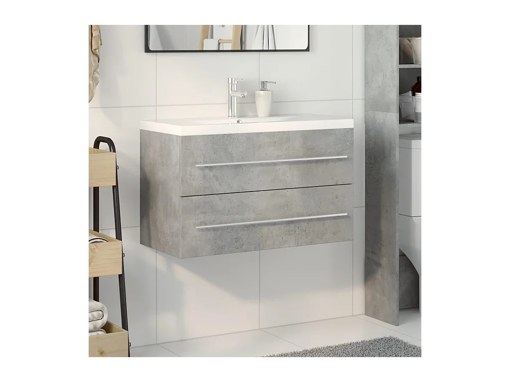 Set di mobili da bagno 2 pezzi grigio cemento
