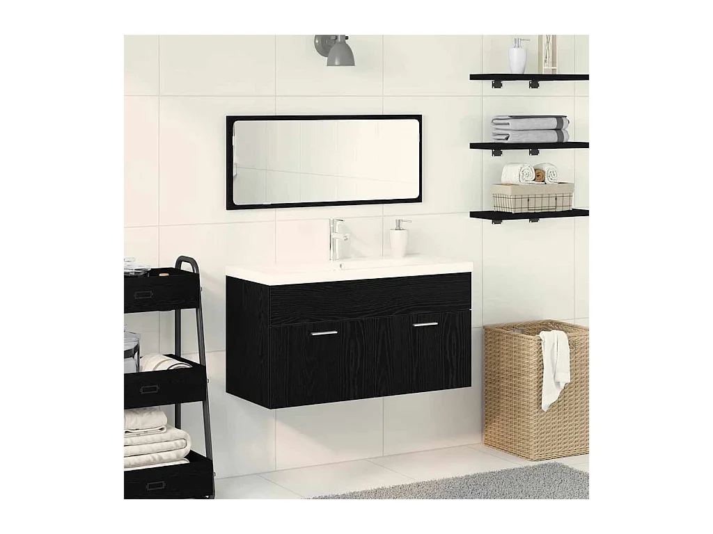 3-delige badkamermeubelset Zwarte eik