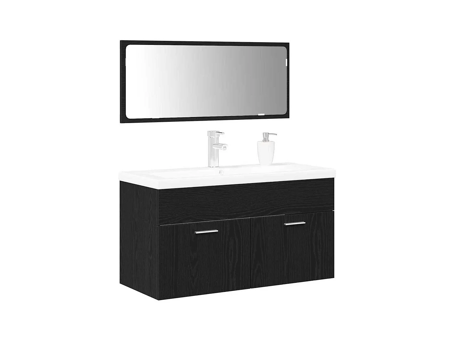 3-delige badkamermeubelset Zwarte eik