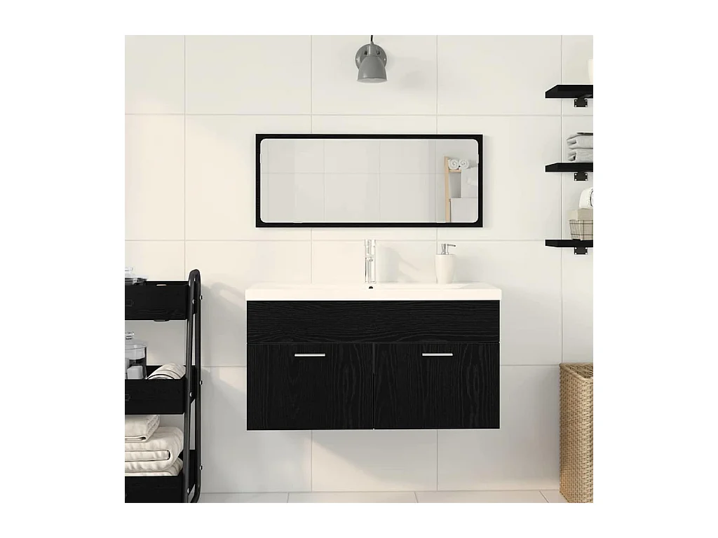 3-delige badkamermeubelset Zwarte eik